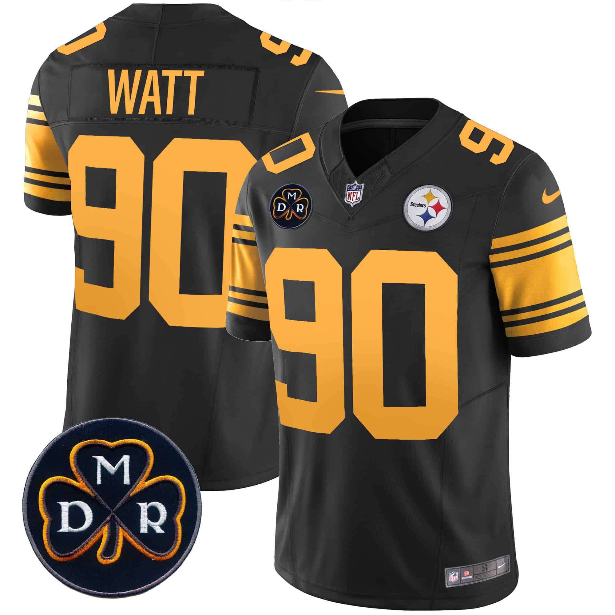 Men Pittsburgh Steelers #90 Watt Black 2024 Nike DMR Patch Vapor Limited NFL Jersey style 1->indianapolis colts->NFL Jersey